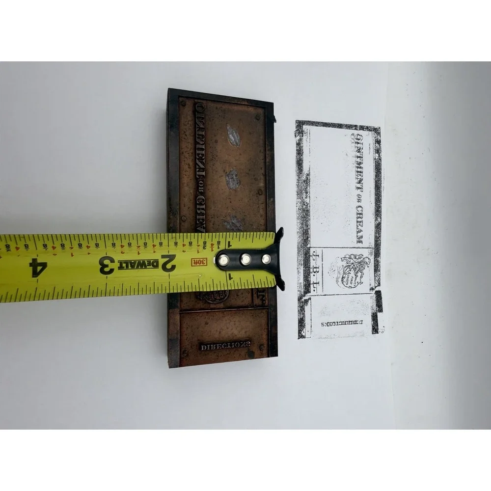 Antique Letterpress Printing Block J.B.L. Ointment Or Cream Advertising Wood